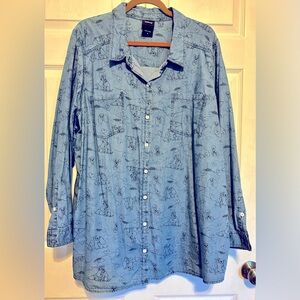 Torrid Disney’s Lady and the Tramp button up long sleeve shirt chambray size 4